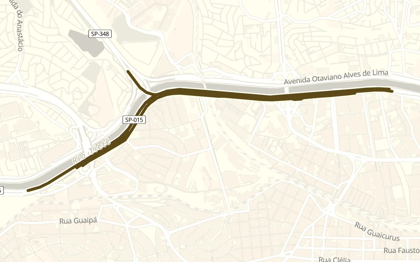 Mapa de Avenida Embaixador Macedo Soares e arredores, com a rua marcada