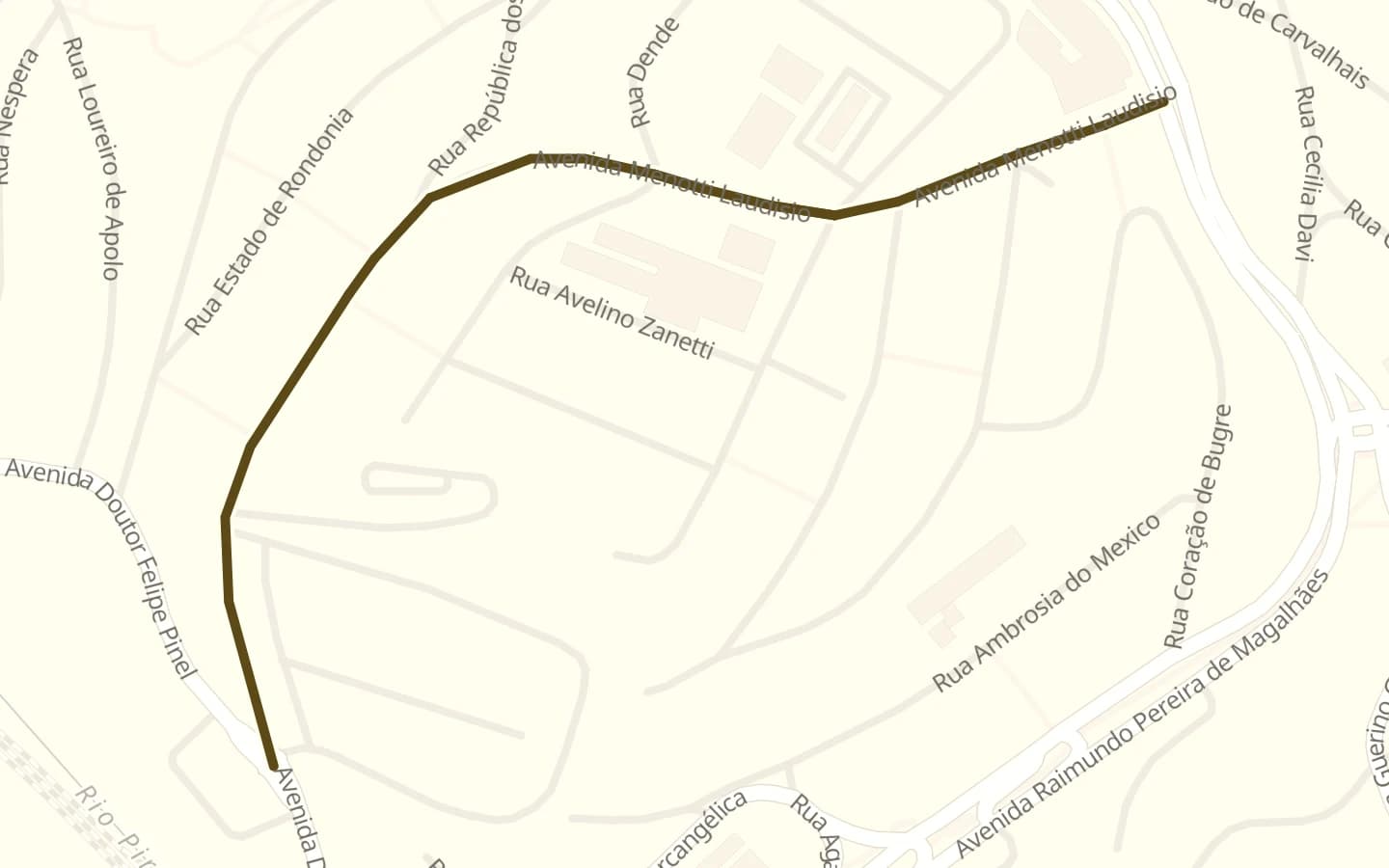 Mapa de Avenida Menotti Laudisio e arredores, com a rua marcada