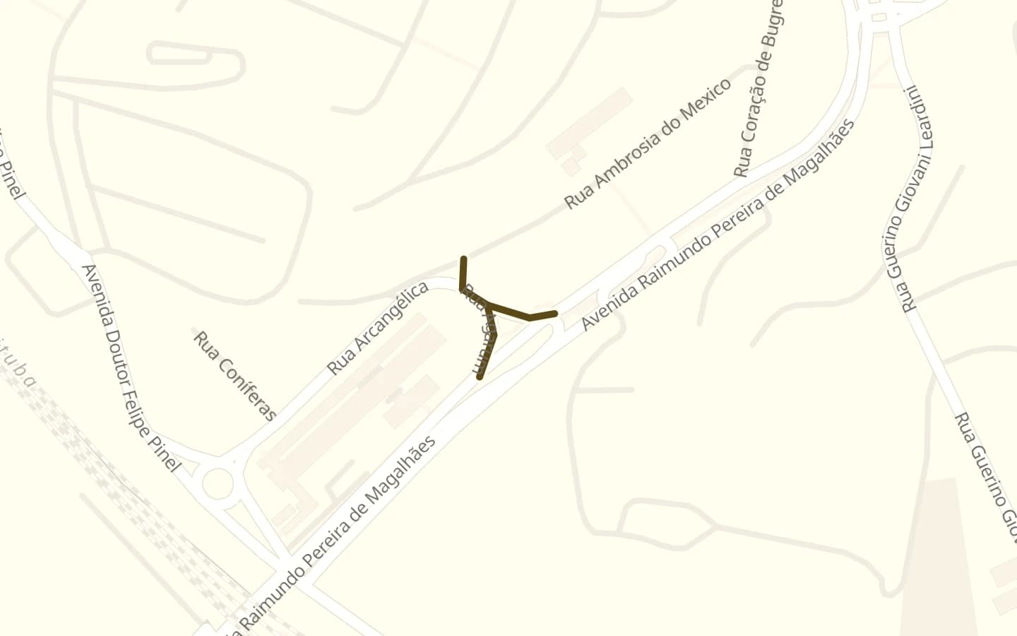 Mapa de Rua Agarum e arredores, com a rua marcada