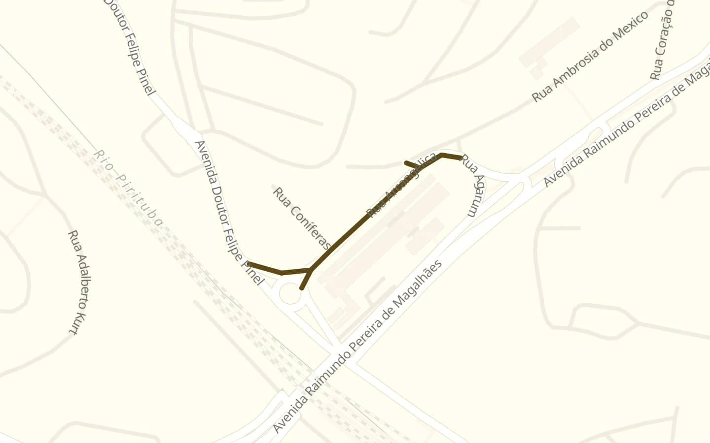 Mapa de Rua Arcangélica e arredores, com a rua marcada