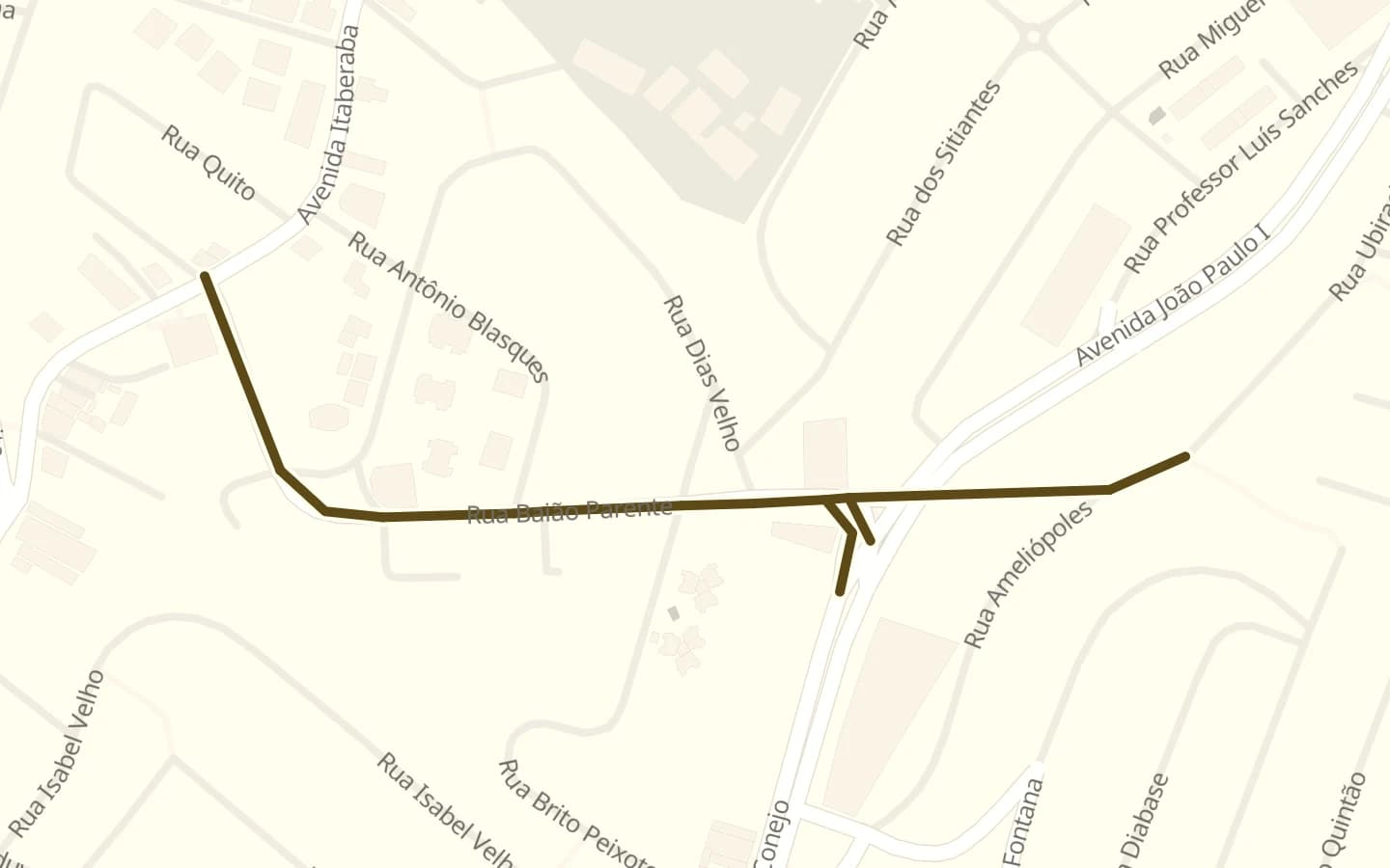 Mapa de Rua Baião Parente e arredores, com a rua marcada