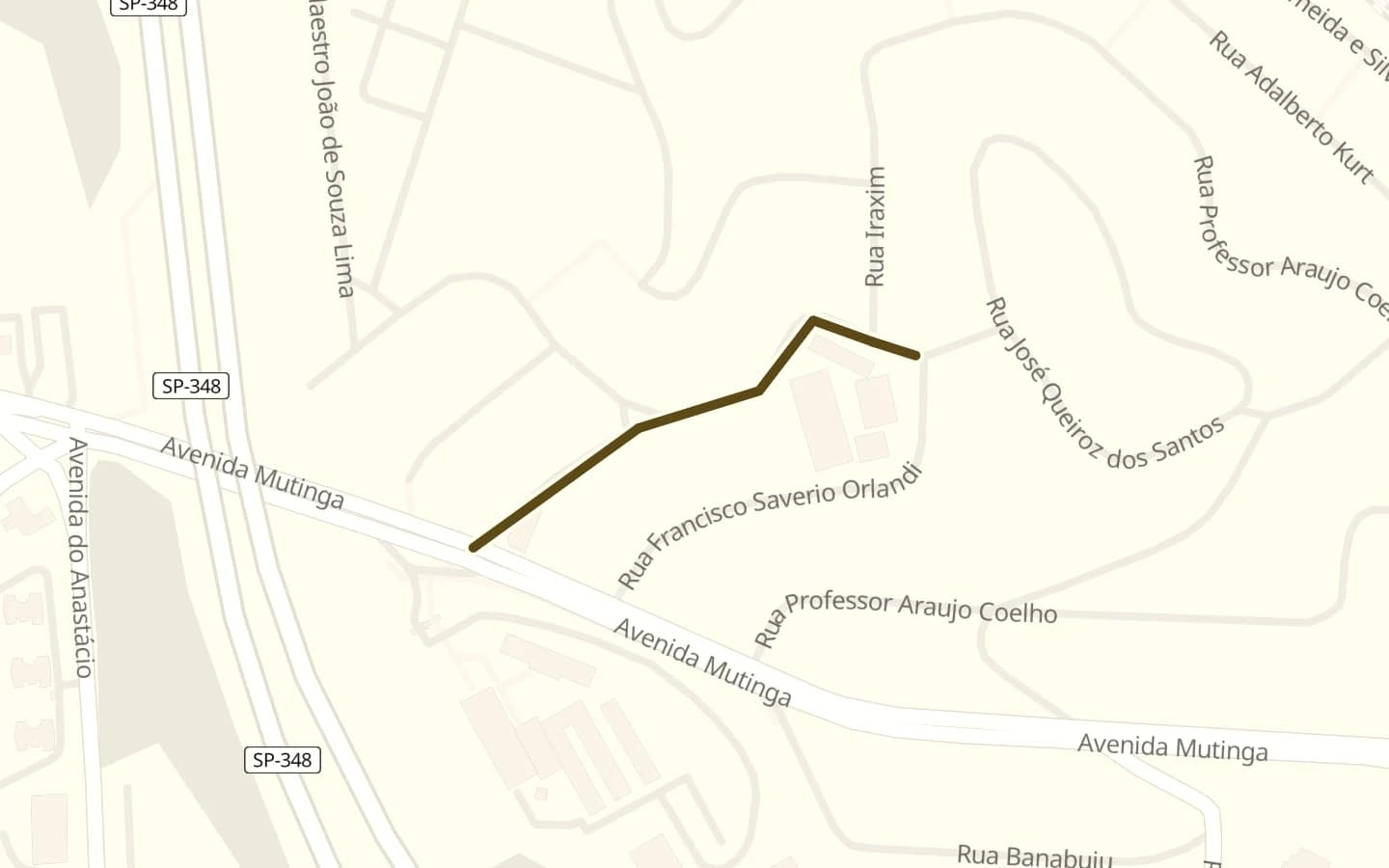 Mapa de Rua Benedito Pereira e arredores, com a rua marcada