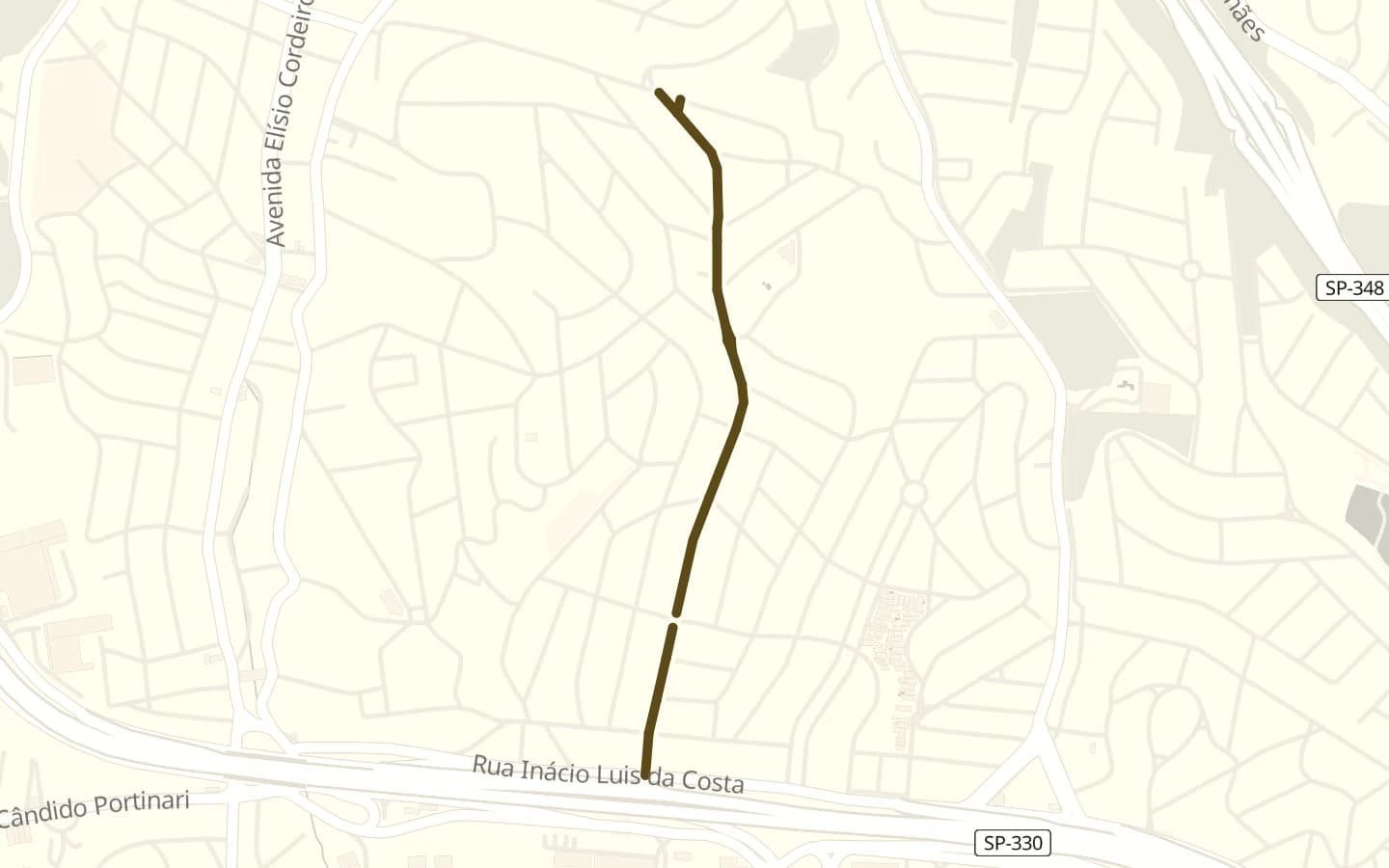 Mapa de Rua Brigadeiro Henrique Fontenelle e arredores, com a rua marcada