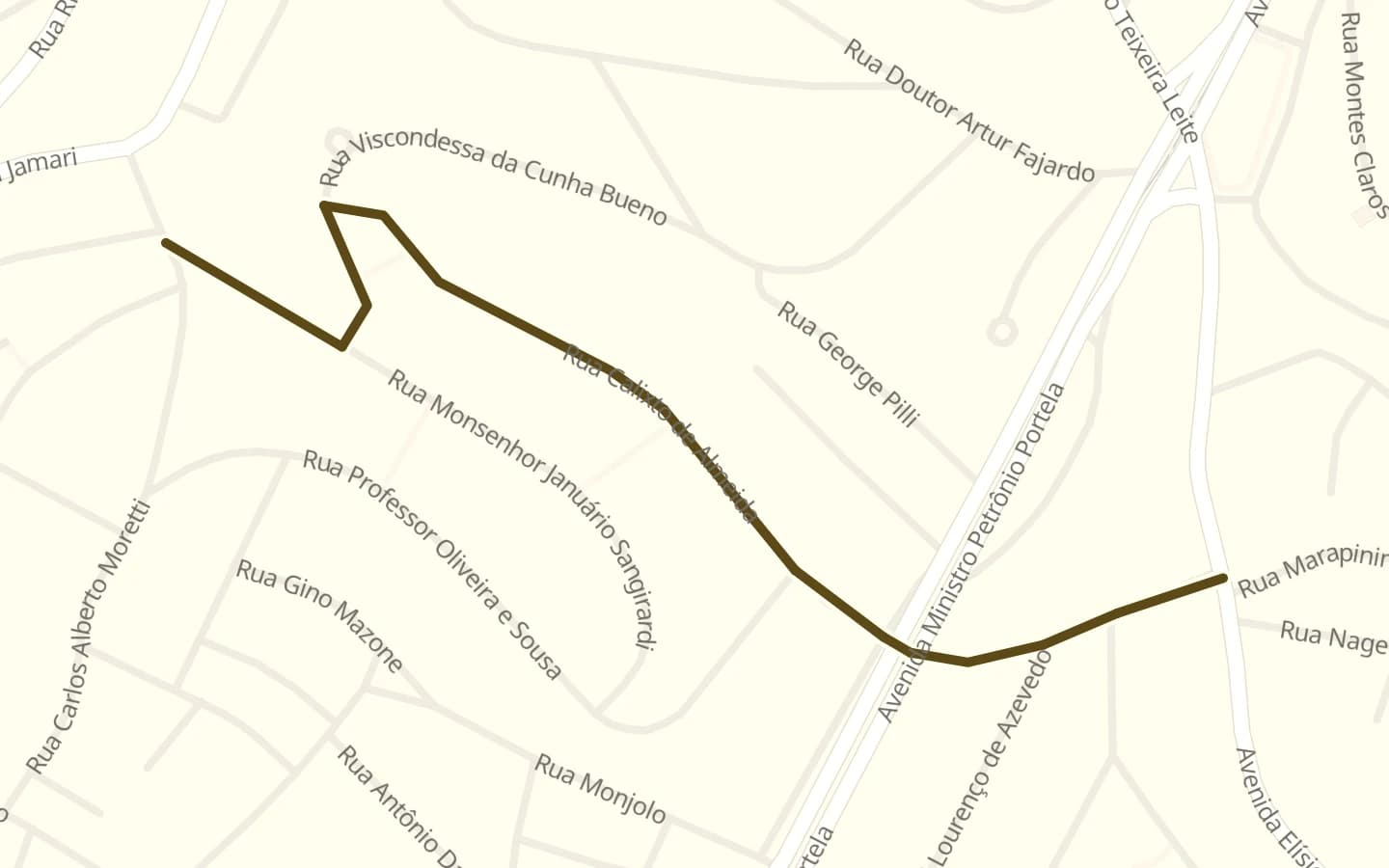 Mapa de Rua Calixto de Almeida e arredores, com a rua marcada