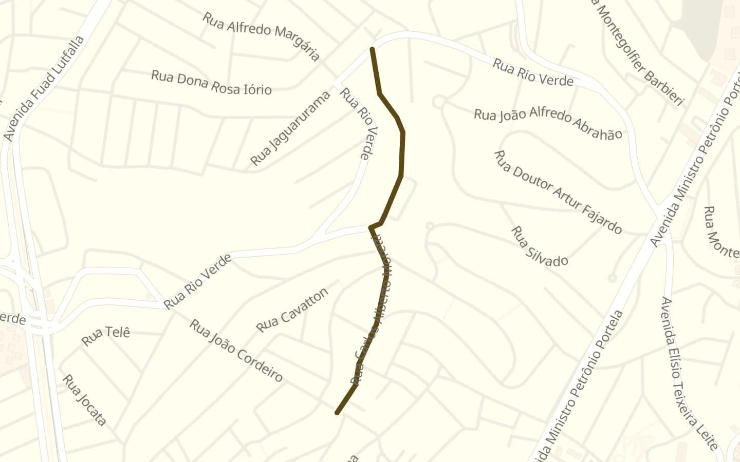 Mapa de Rua Carlos Alberto Moretti e arredores, com a rua marcada