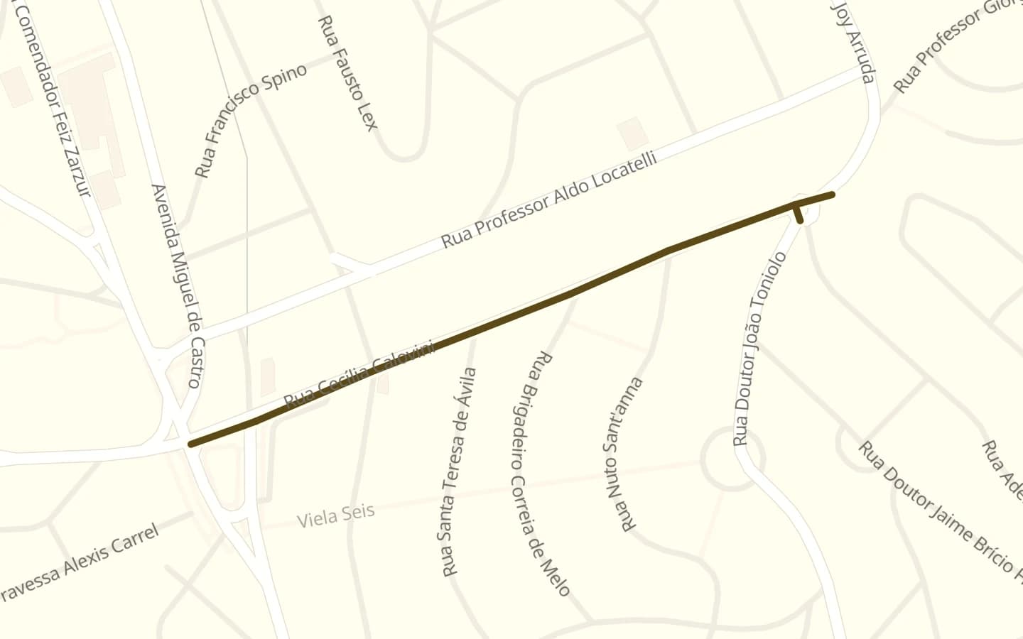 Mapa de Rua Cecília Calovini e arredores, com a rua marcada