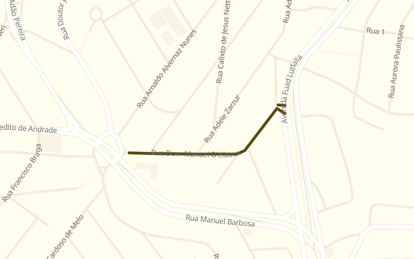 Mapa de Rua Dom Manuel D'elboux e arredores, com a rua marcada