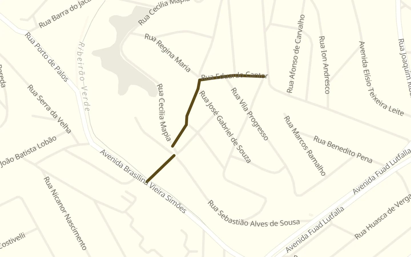 Mapa de Rua Eduardo Cantor e arredores, com a rua marcada