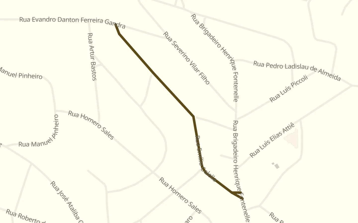 Mapa de Rua Emilio Colella e arredores, com a rua marcada
