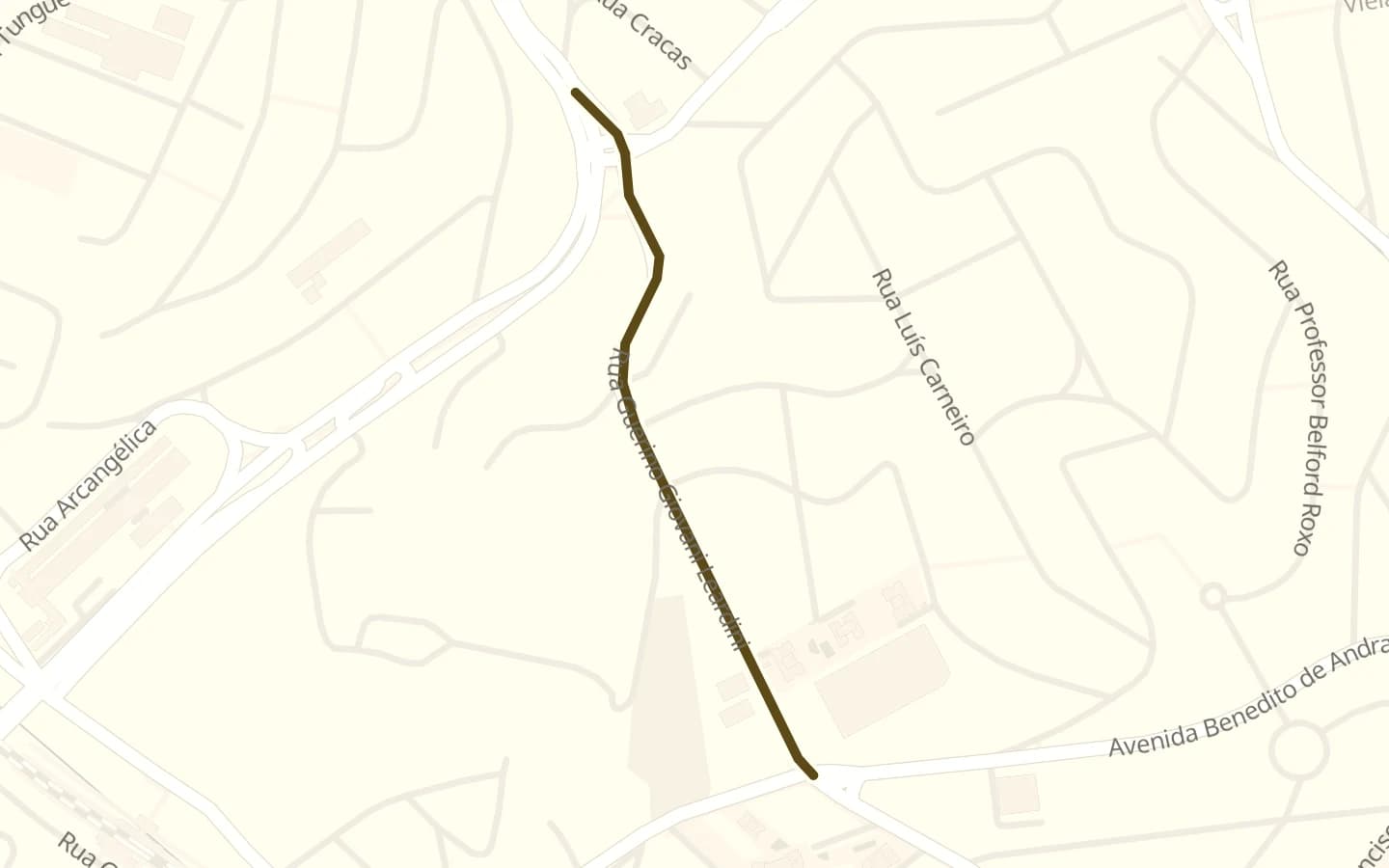 Mapa de Rua Guerino Giovani Leardini e arredores, com a rua marcada