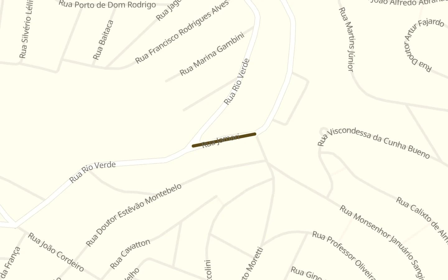 Mapa de Rua Jamari e arredores, com a rua marcada
