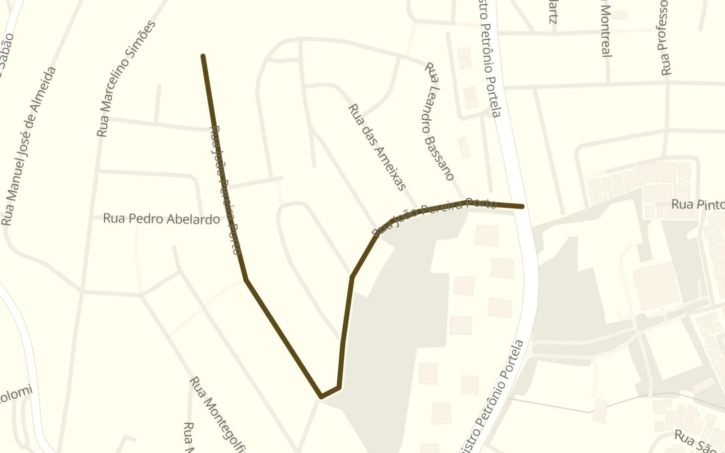 Mapa de Rua João Pereira Porto e arredores, com a rua marcada