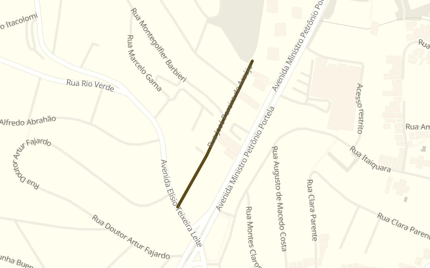 Mapa de Rua José Pereira de Araújo e arredores, com a rua marcada