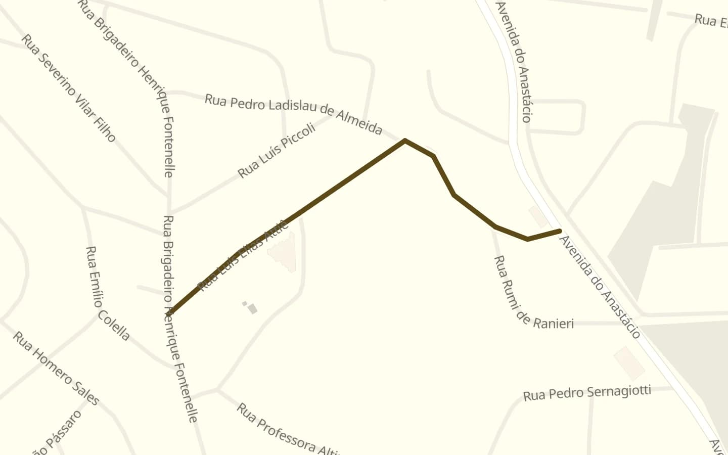 Mapa de Rua Luís Elias Attiê e arredores, com a rua marcada