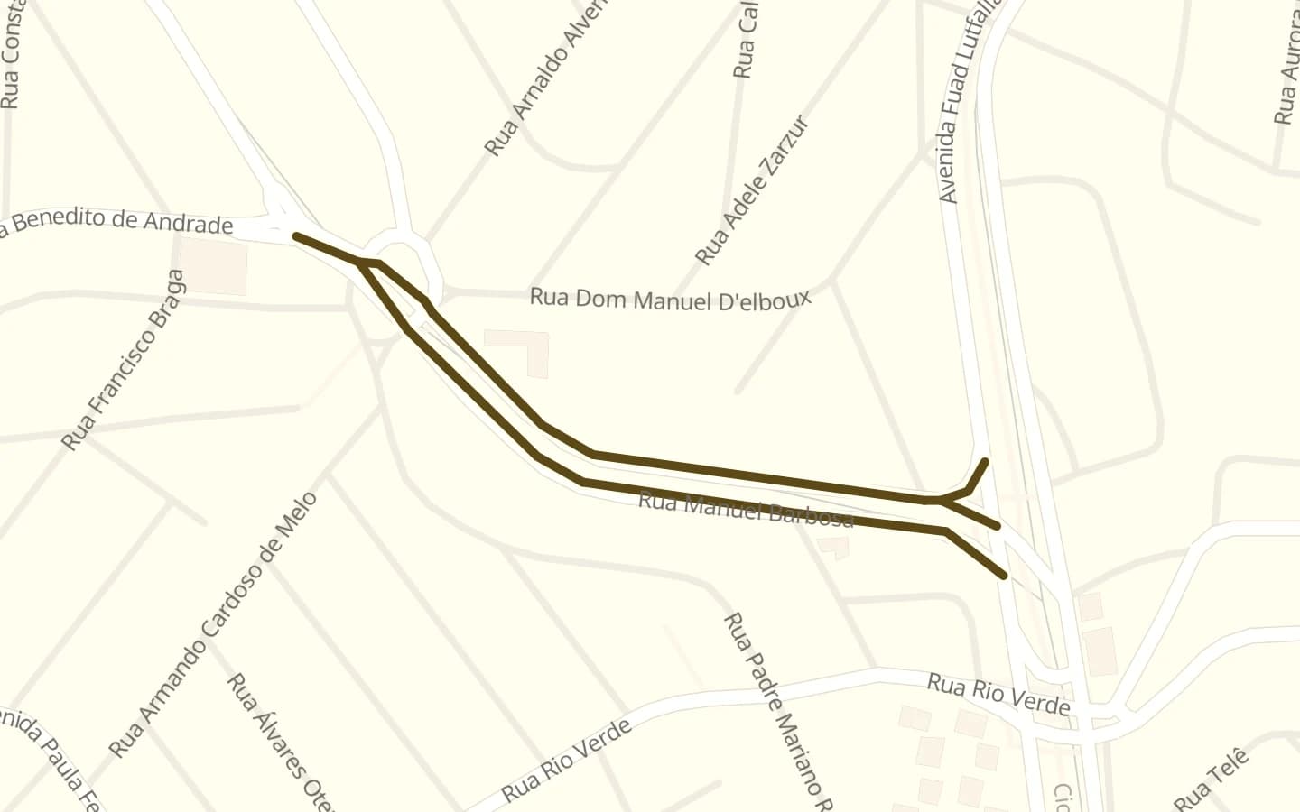 Mapa de Rua Manoel Barbosa e arredores, com a rua marcada