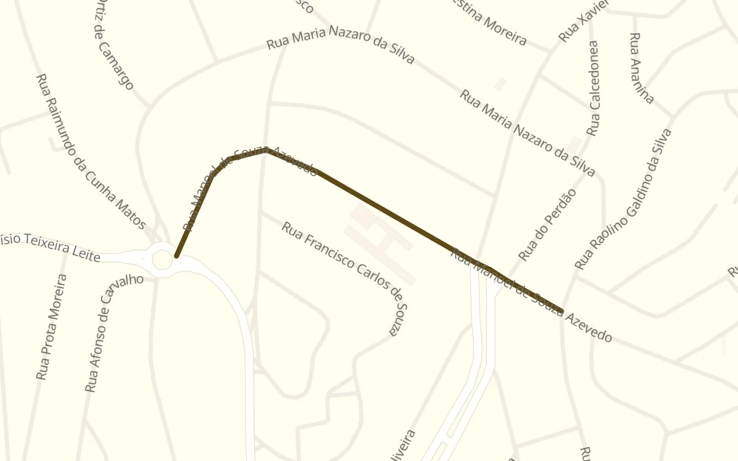 Mapa de Rua Manoel de Sousa Azevedo e arredores, com a rua marcada