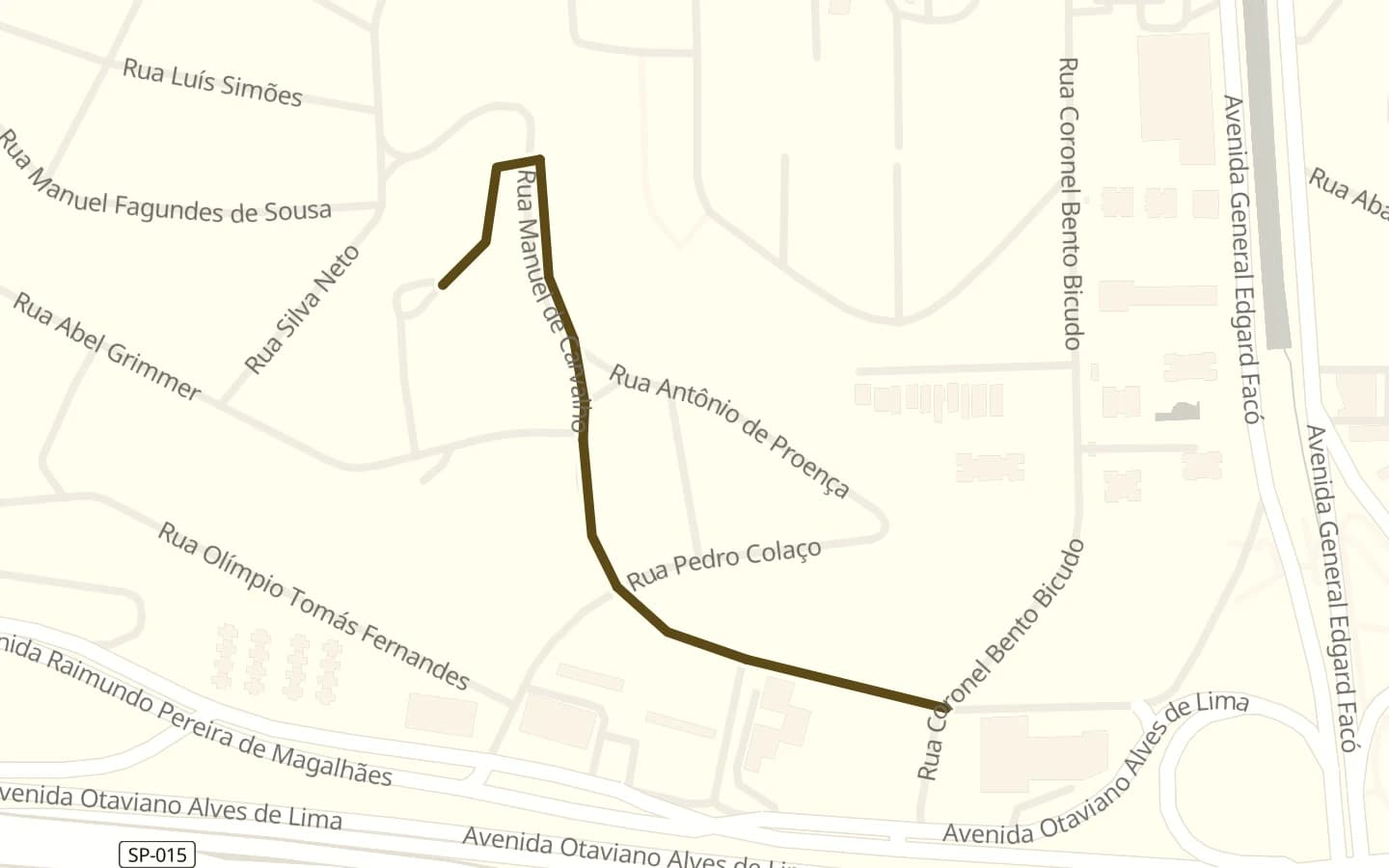 Mapa de Rua Manuel de Carvalho e arredores, com a rua marcada