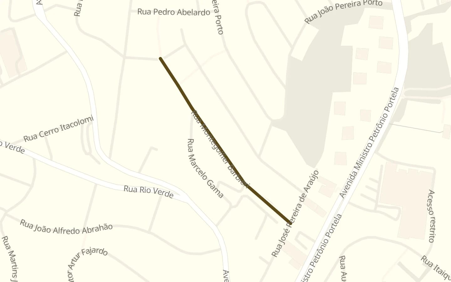 Mapa de Rua Montegolfier Barbieri e arredores, com a rua marcada