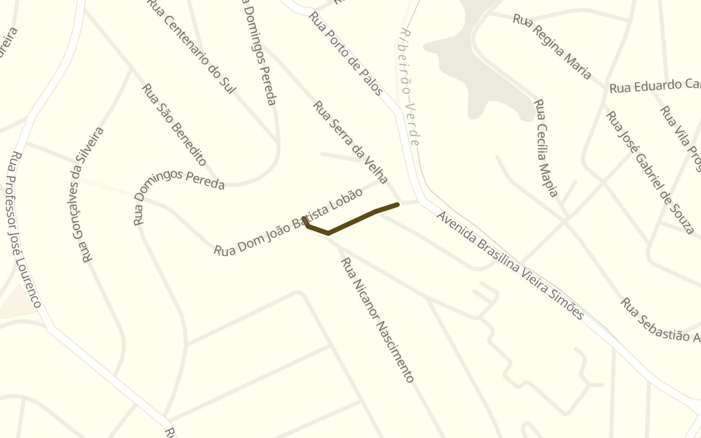 Mapa de Rua Muniz Freire e arredores, com a rua marcada