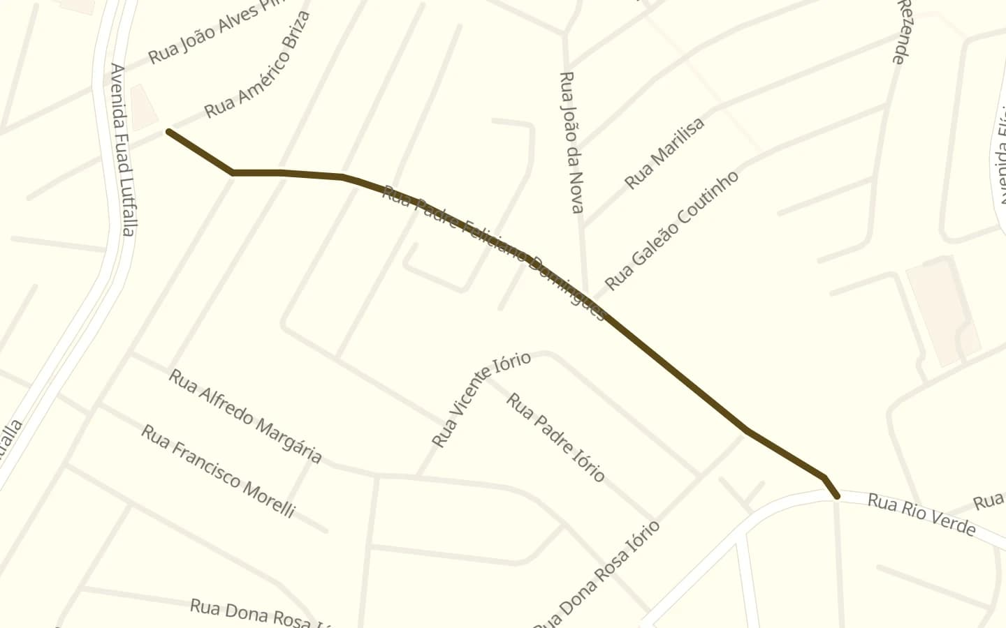 Mapa de Rua Padre Feliciano Domingues e arredores, com a rua marcada