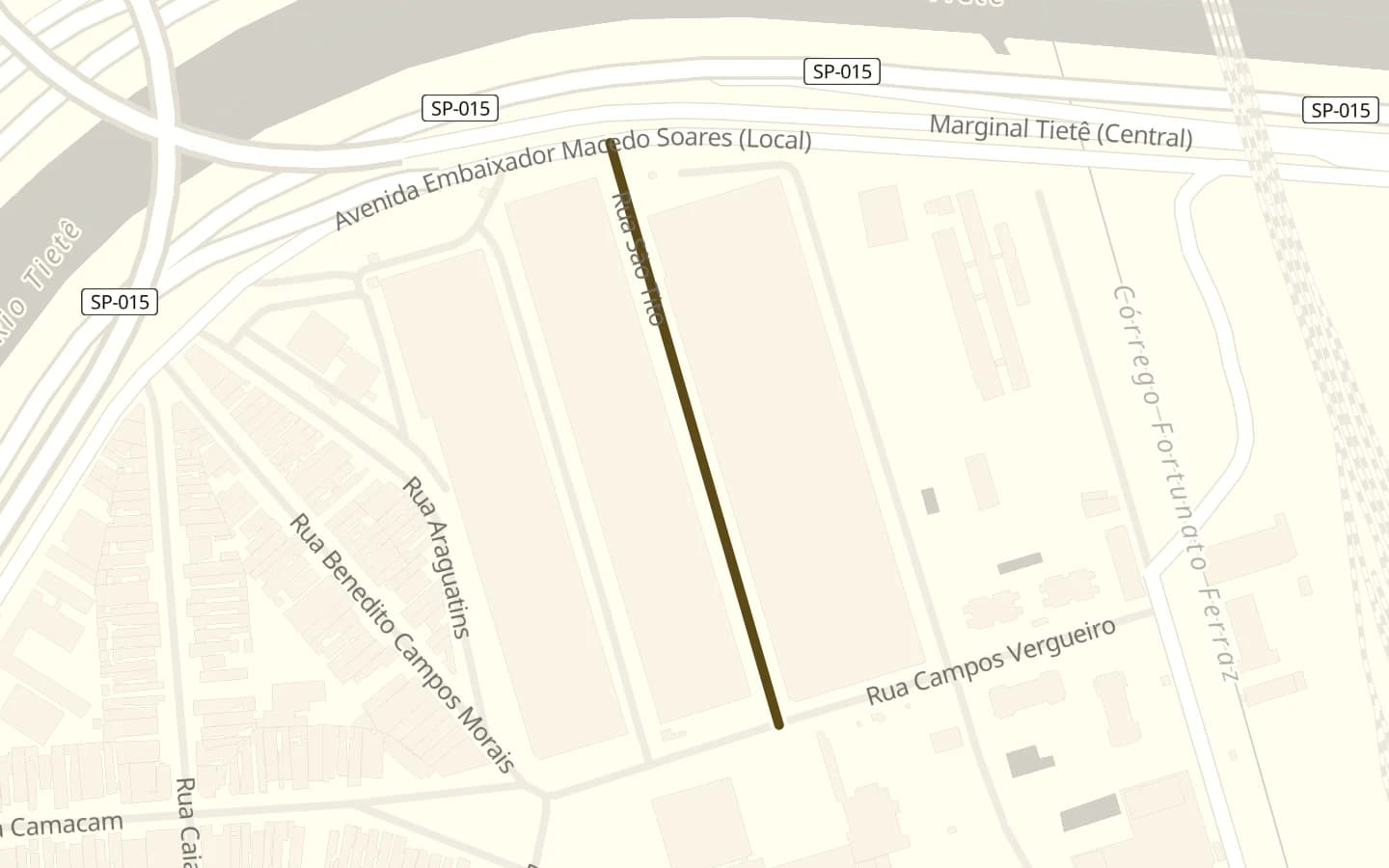 Mapa de Rua São Tito e arredores, com a rua marcada