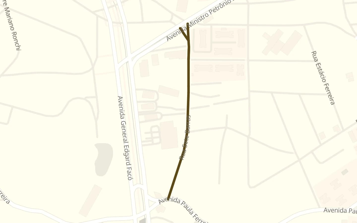 Mapa de Rua Sete Barras e arredores, com a rua marcada