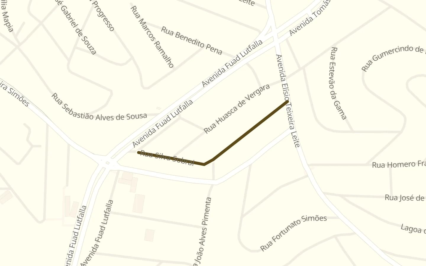 Mapa de Rua Silva Sobral e arredores, com a rua marcada