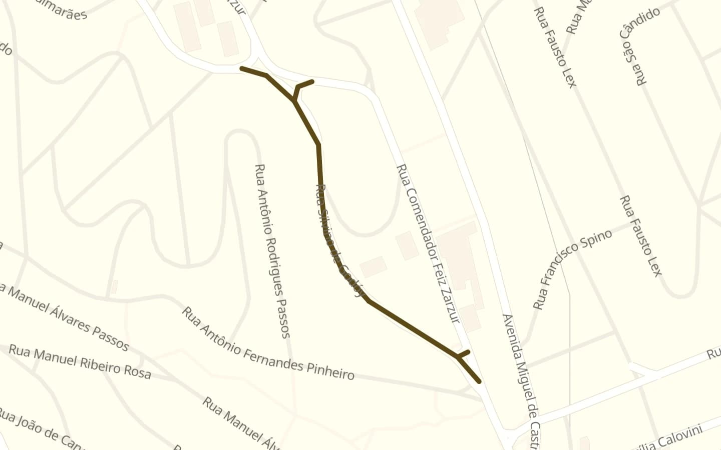 Mapa de Rua Silvino de Godoy e arredores, com a rua marcada