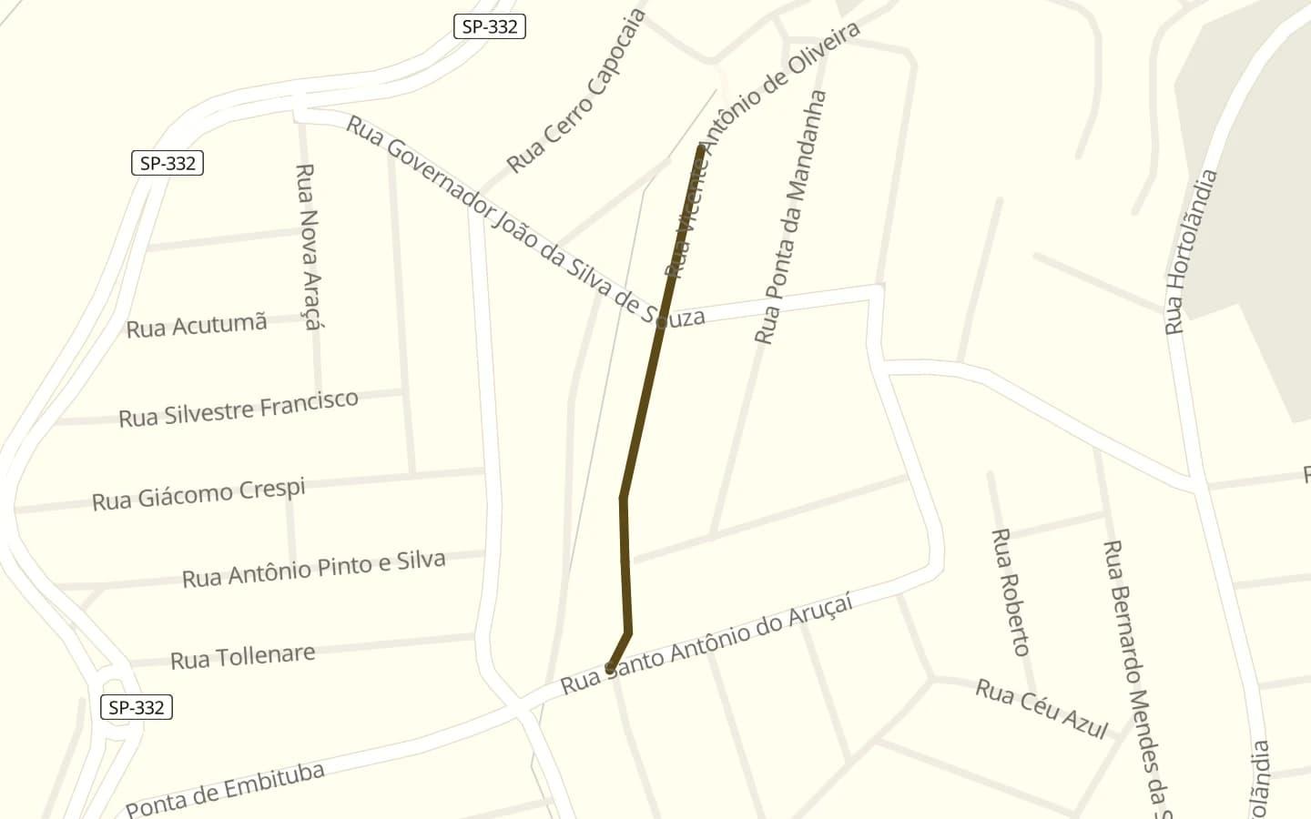 Mapa de Rua Vicente Antônio de Oliveira e arredores, com a rua marcada