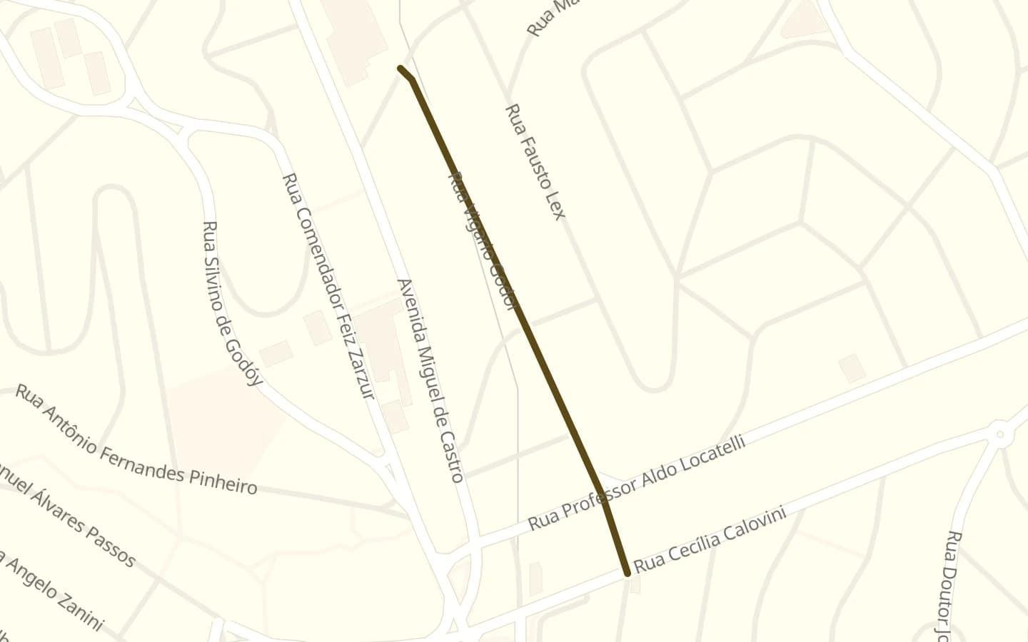 Mapa de Rua Vigário Godói e arredores, com a rua marcada