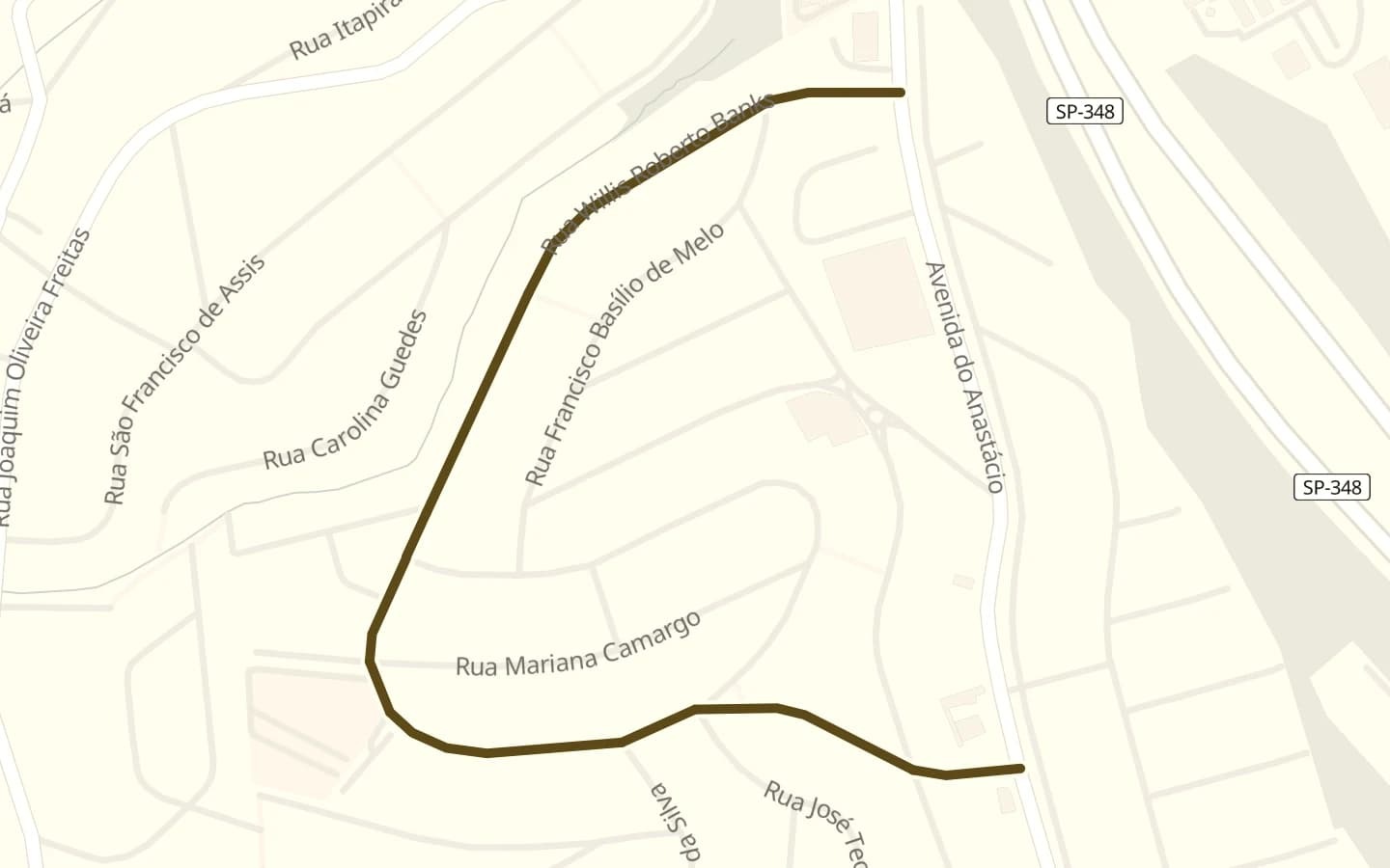 Mapa de Rua Willis Roberto Banks e arredores, com a rua marcada