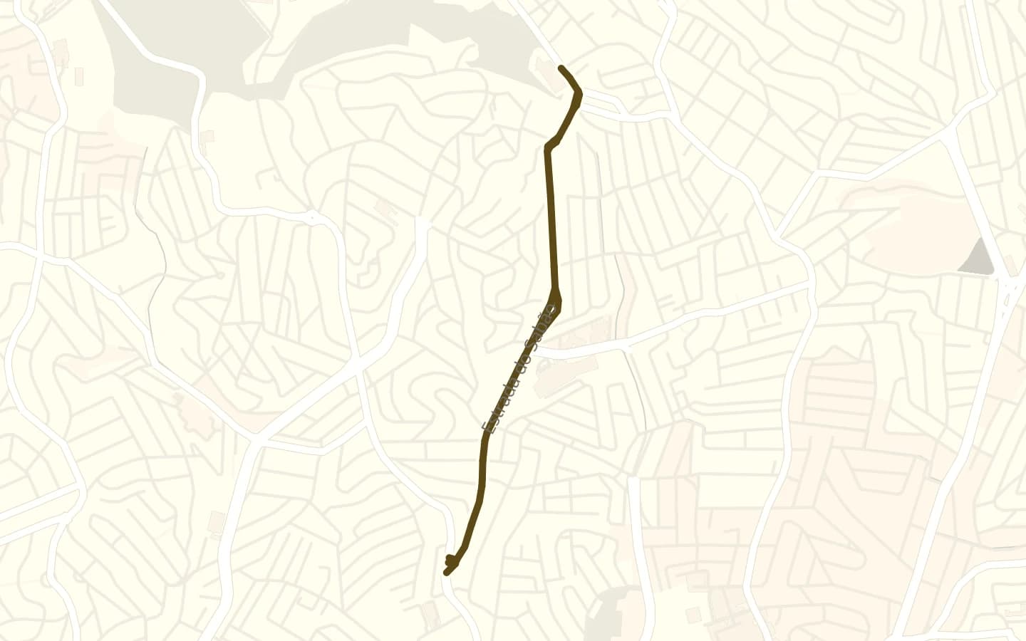 Mapa de Estrada do Sabão e arredores, com a rua marcada