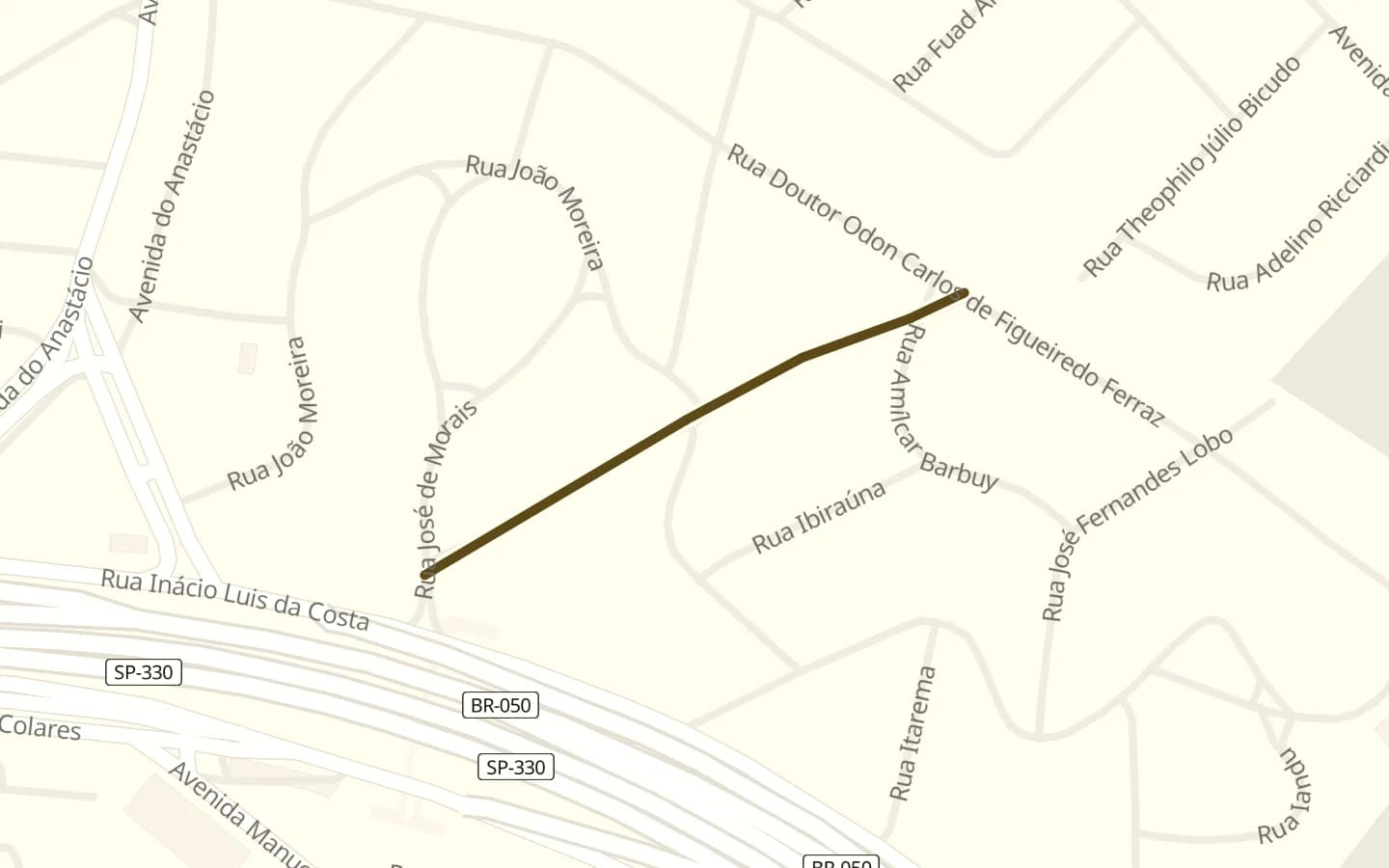 Mapa de Rua Antônio Carlos Pereira e arredores, com a rua marcada