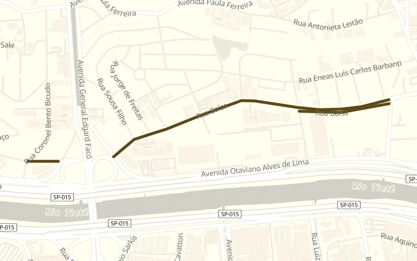 Mapa de Rua Balsa e arredores, com a rua marcada