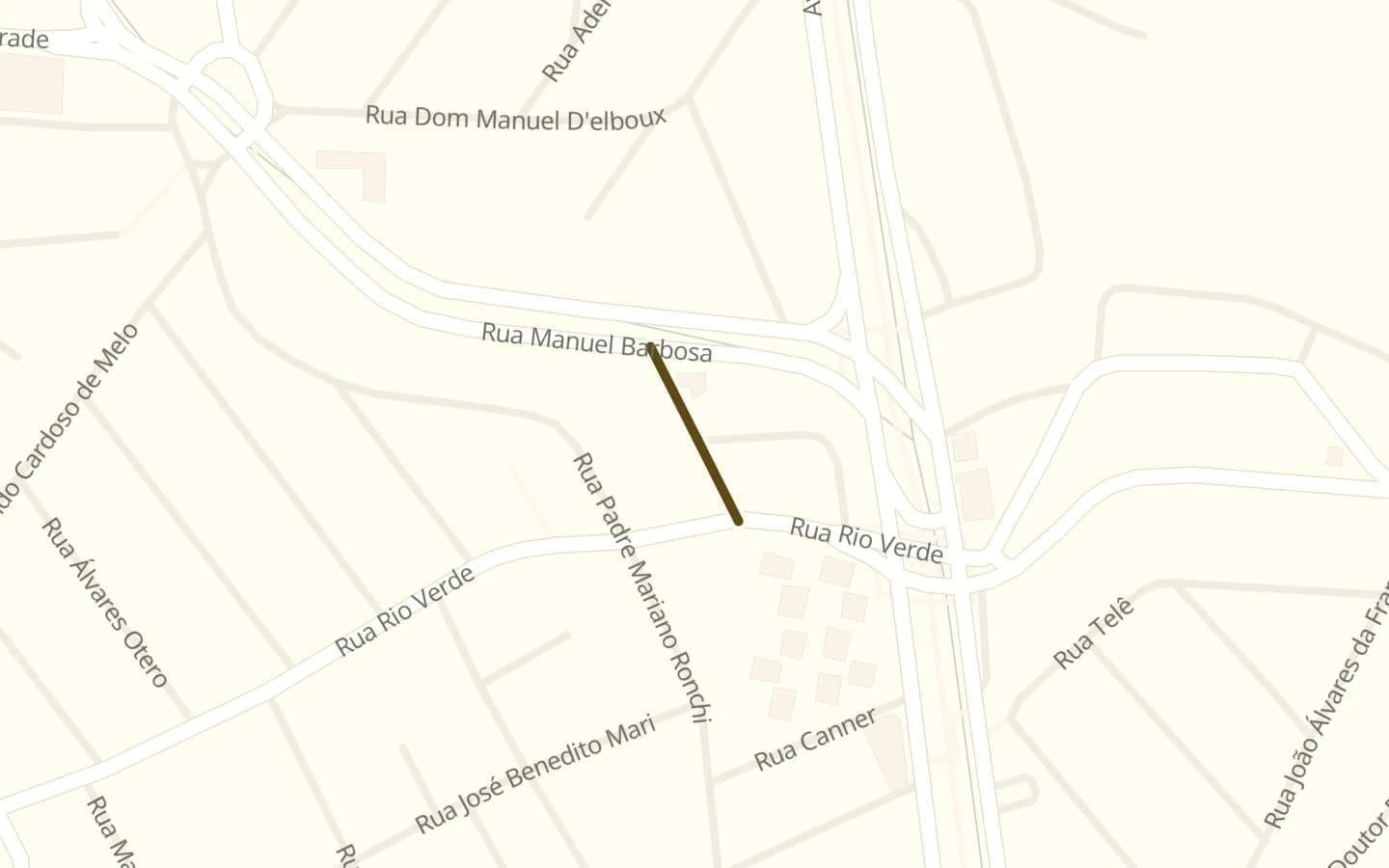 Mapa de Rua Brigadeiro Franklin Rocha e arredores, com a rua marcada