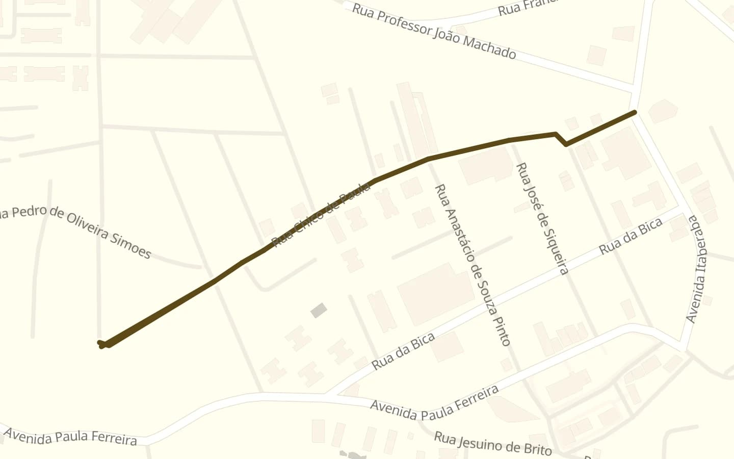 Mapa de Rua Chico de Paula e arredores, com a rua marcada