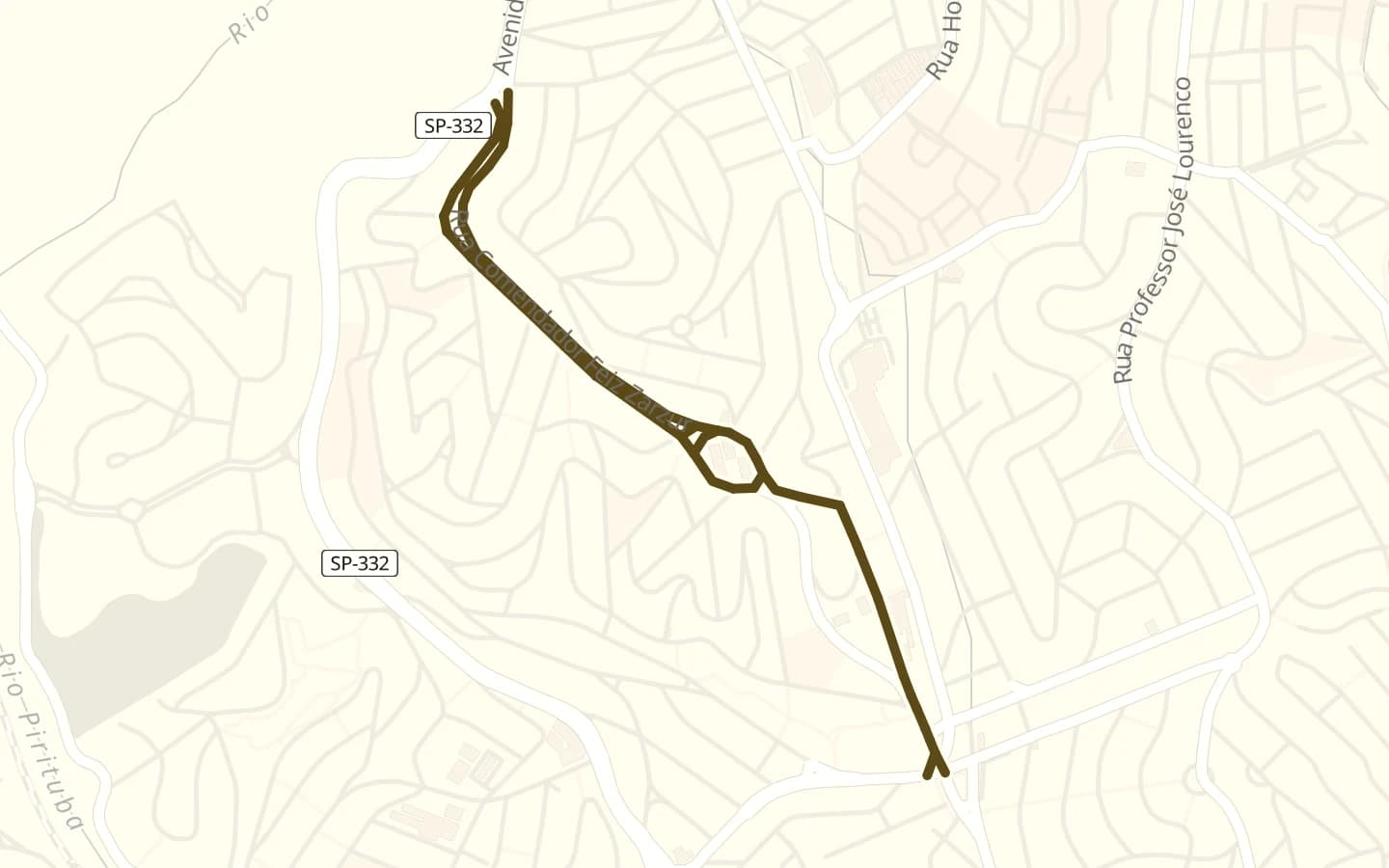 Mapa de Rua Comendador Feiz Zarzur e arredores, com a rua marcada