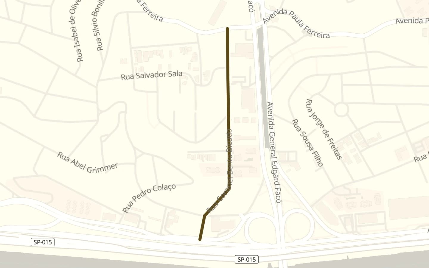 Mapa de Rua Coronel Bento Bicudo e arredores, com a rua marcada