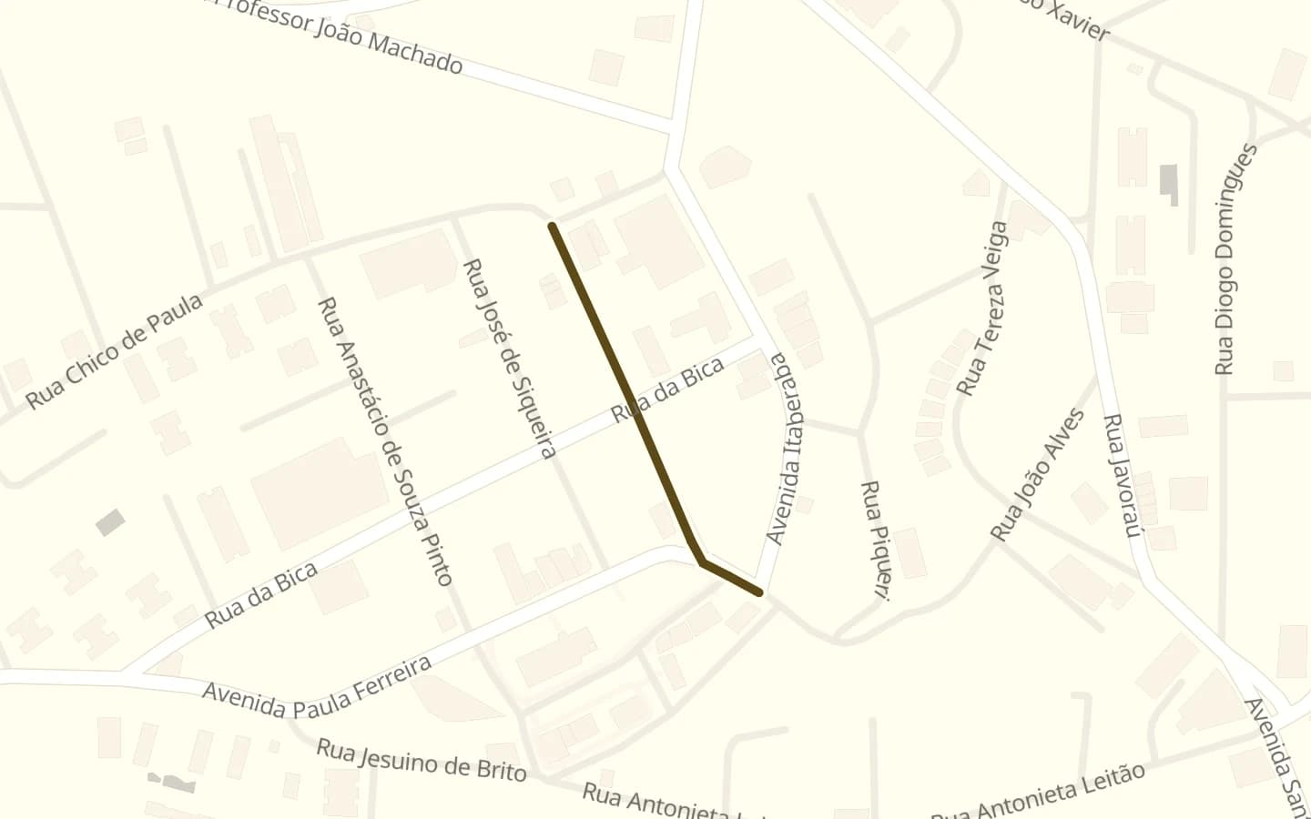 Mapa de Rua Coronel Tristão e arredores, com a rua marcada