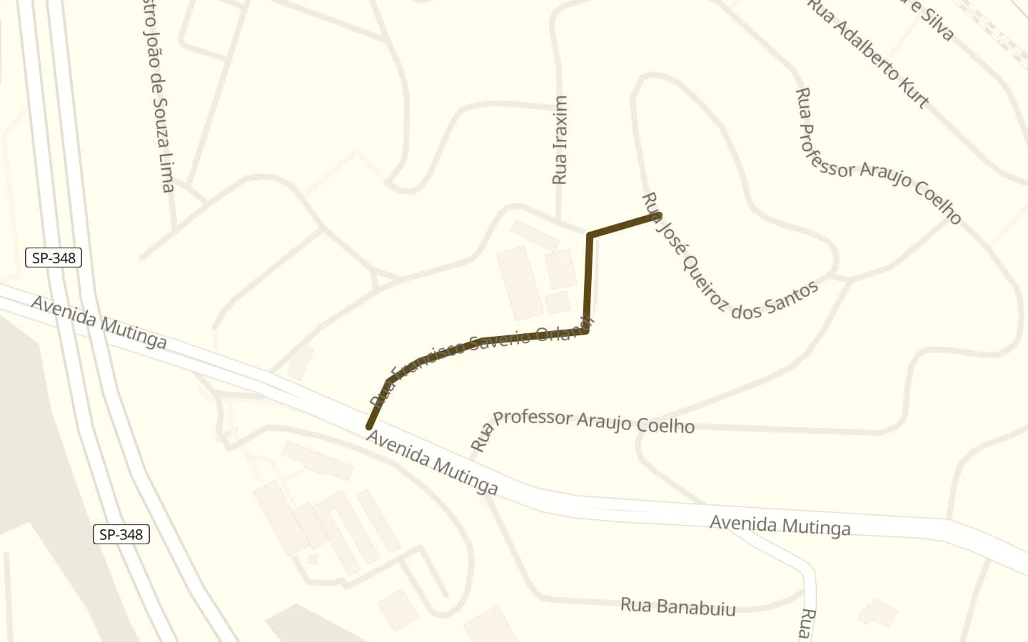 Mapa de Rua Francisco Savério Orlandi e arredores, com a rua marcada
