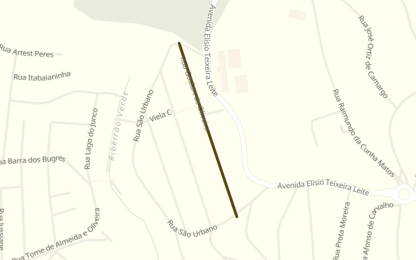 Mapa de Rua Goulart de Oliveira e arredores, com a rua marcada