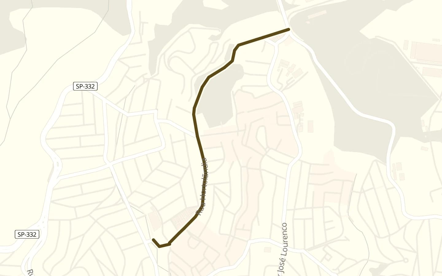 Mapa de Rua Hortolândia e arredores, com a rua marcada
