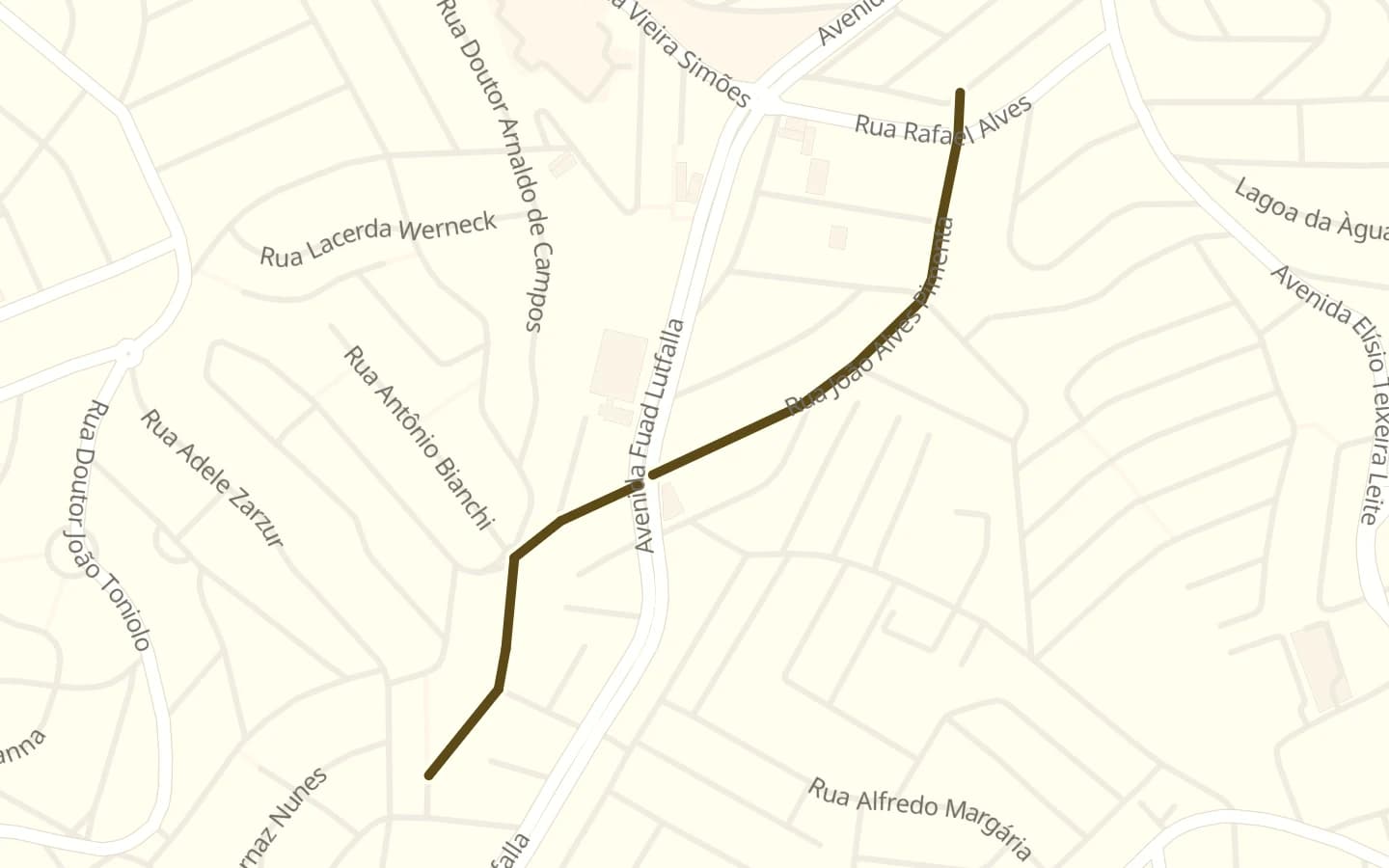 Mapa de Rua João Alves Pimenta e arredores, com a rua marcada