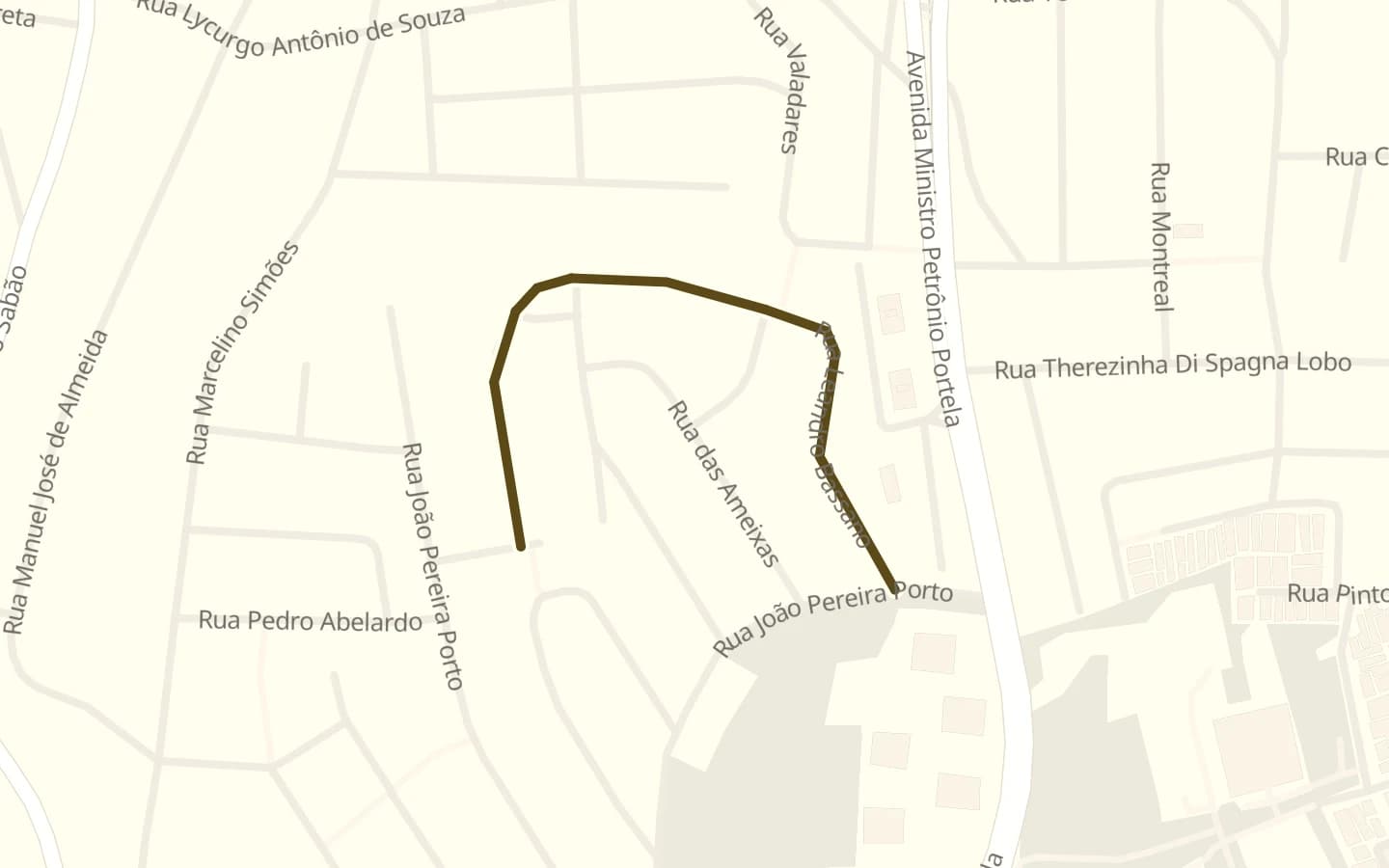 Mapa de Rua Leandro Bassano e arredores, com a rua marcada
