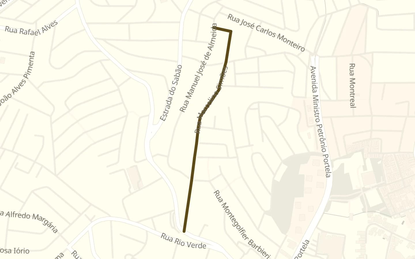 Mapa de Rua Marcelino Simões e arredores, com a rua marcada