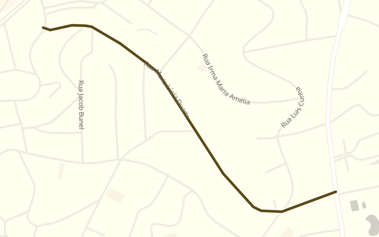 Mapa de Rua Maria Lucia Duarte e arredores, com a rua marcada
