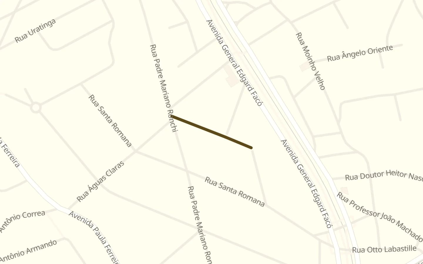 Mapa de Rua Membeca e arredores, com a rua marcada
