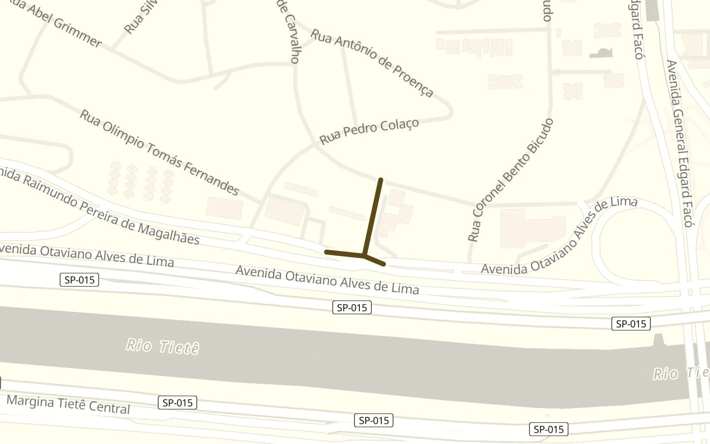 Mapa de Rua Miguel Teles e arredores, com a rua marcada