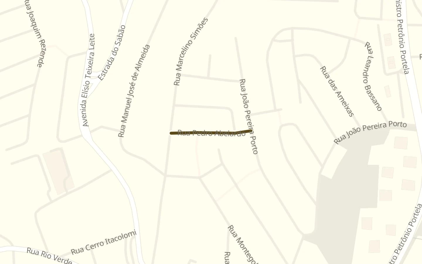 Mapa de Rua Pedro Abelardo e arredores, com a rua marcada