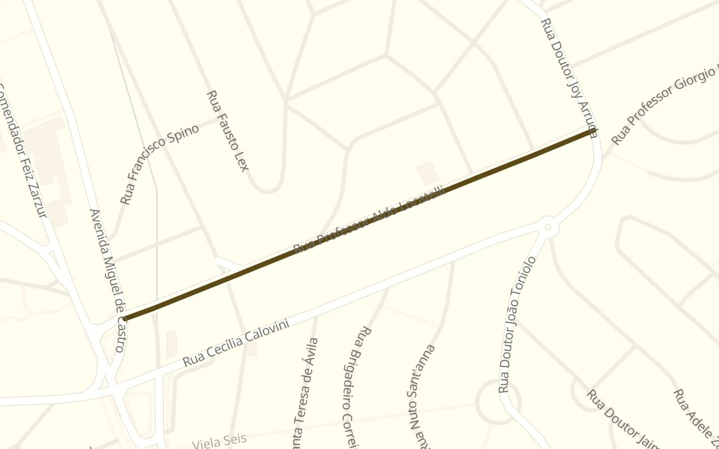 Mapa de Rua Professor Aldo Locatelli e arredores, com a rua marcada